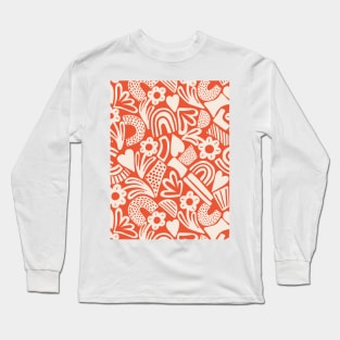 Tween spirit abstract flowers and rainbows in coral Long Sleeve T-Shirt